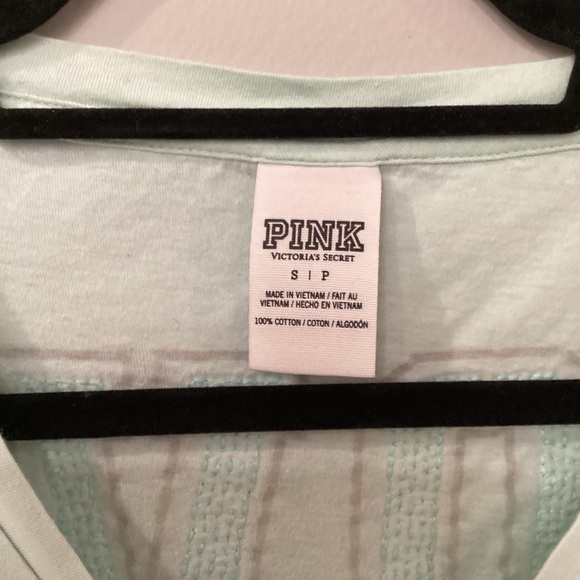PINK Victoria’s Secret S Mint Short Sleeve T-Shirt Preowned with Sequins on Back - Picture 3 of 5
